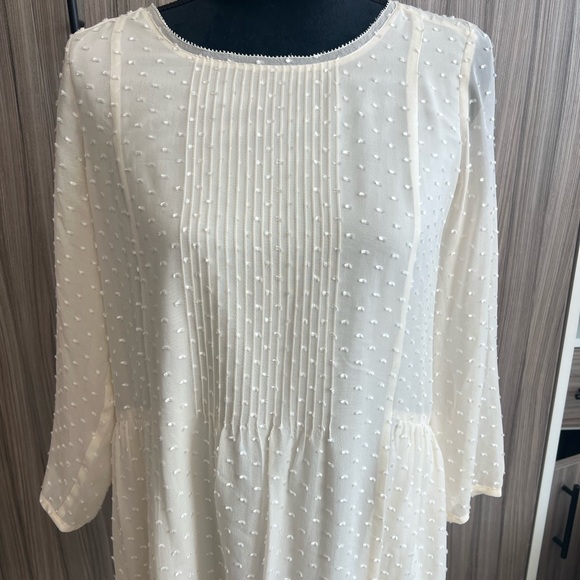Madewell Etude Long Sleeve Silk Swiss Dot Dress Cream XS - Picture 5 of 9